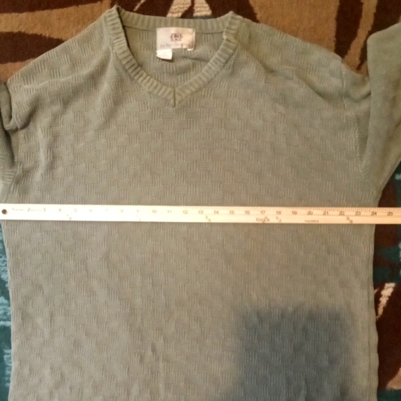 The Territory Ahead Green V-Neck Sweater Made In Italy Cotton Mens Large - Picture 6 of 8